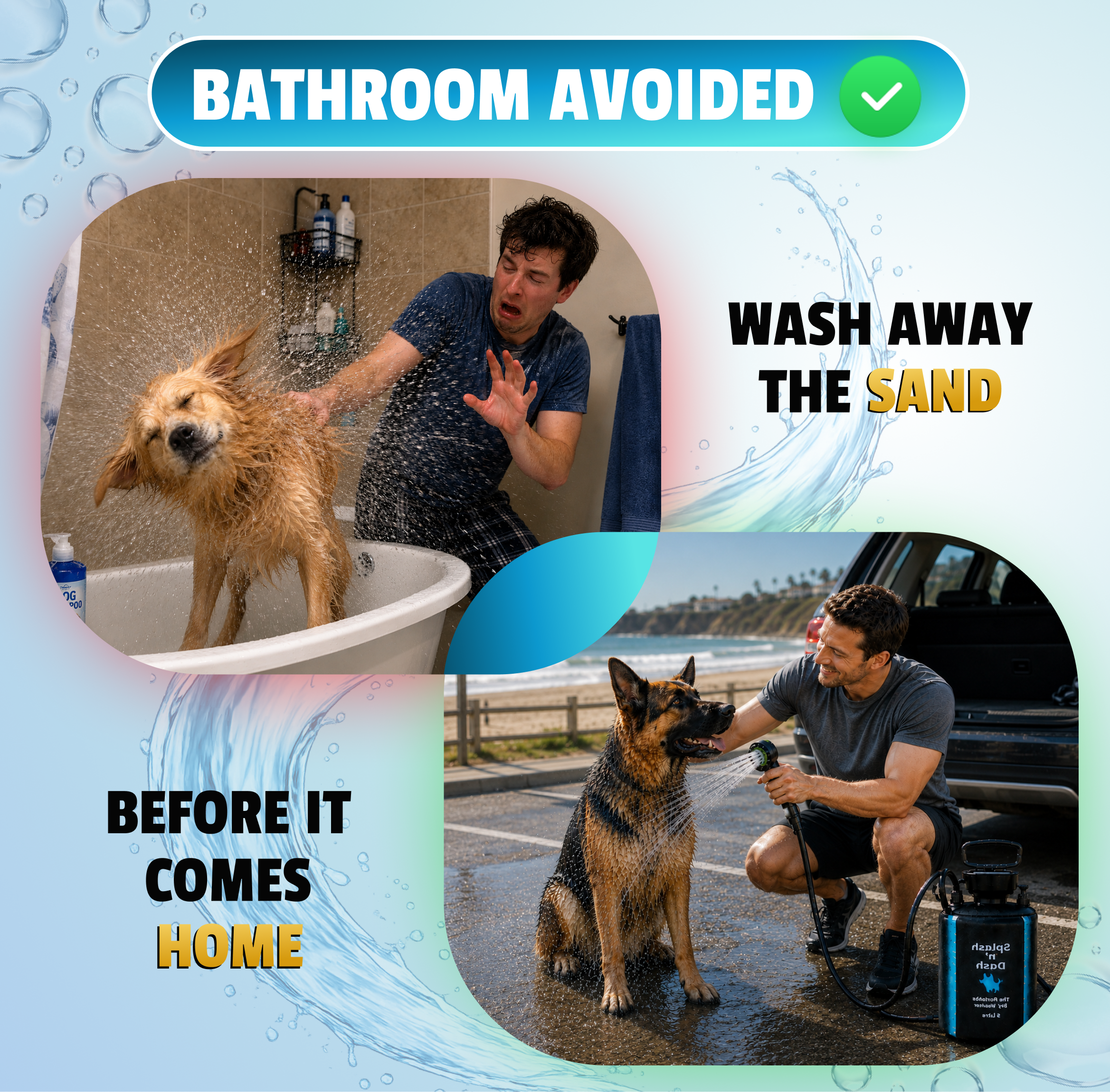 Portable Dog Washer | 5L Shower Kit with Brush Head