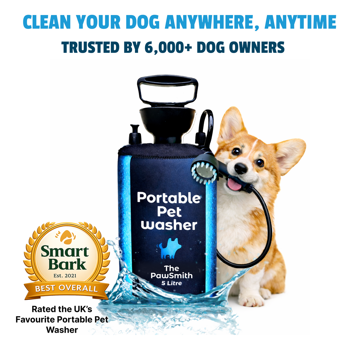 Portable Dog Washer | 5L Shower Kit with Brush Head