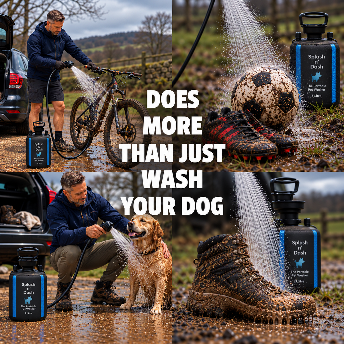 Portable Dog Washer | 5L Shower Kit with Brush Head